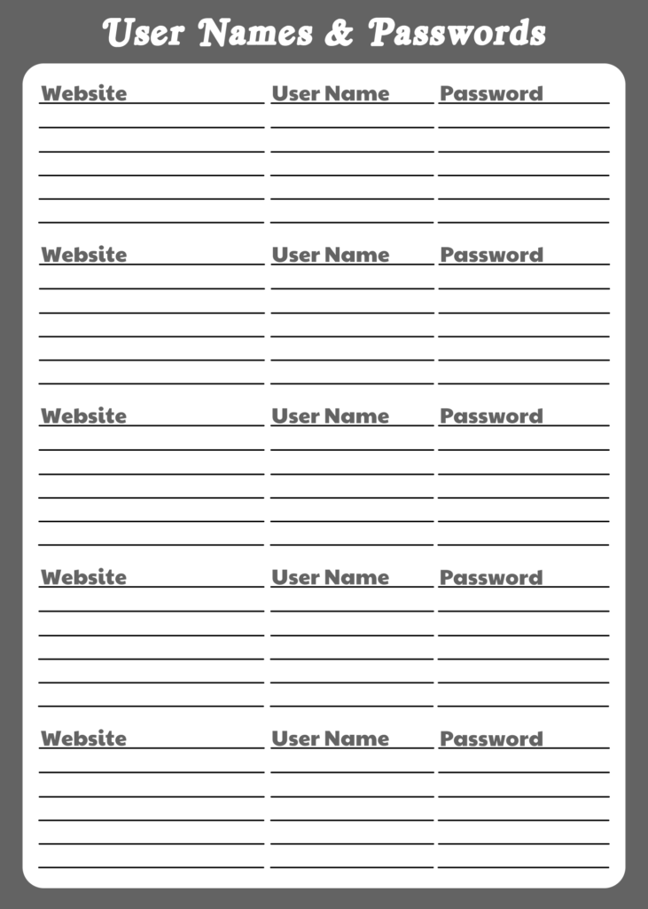10 Best Free Printable Password Log Sheets Pdf For Free At Artofit