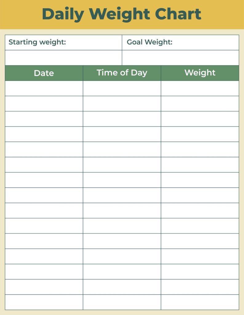 12 Best Printable Weight Log Sheet Printablee Com 7 Best Images Of 