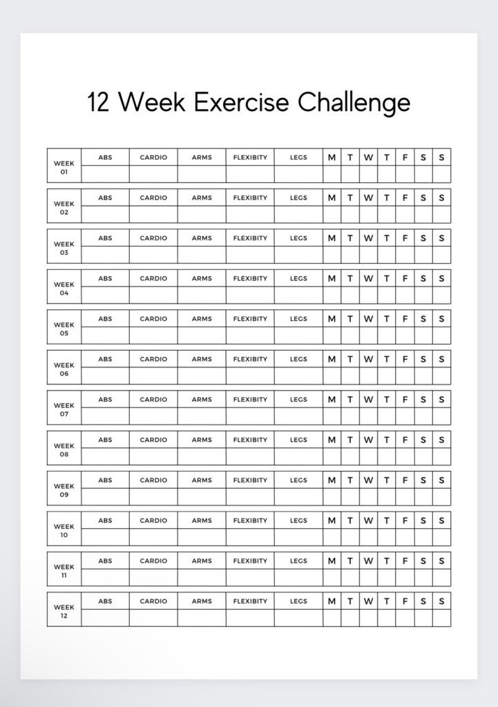 12 Week Exercise Challenge workout Tracker fitness Log workbook Log 