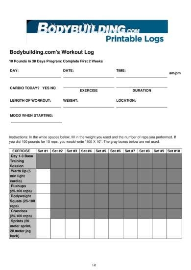 14 Printable Workout Log Examples