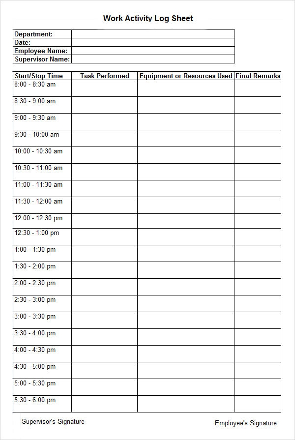 17 Free Activity Log Template Word Excel PDF Documents Download 
