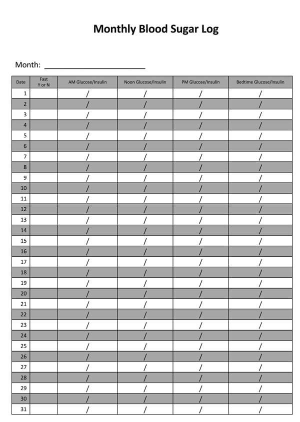 20 Free Blood Sugar Charts Log Sheets PDF Word Excel 