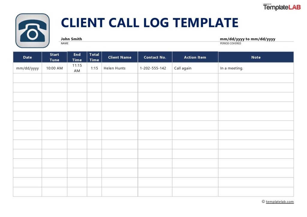 20 Printable Call Log Templates Word Excel PDF TemplateLab