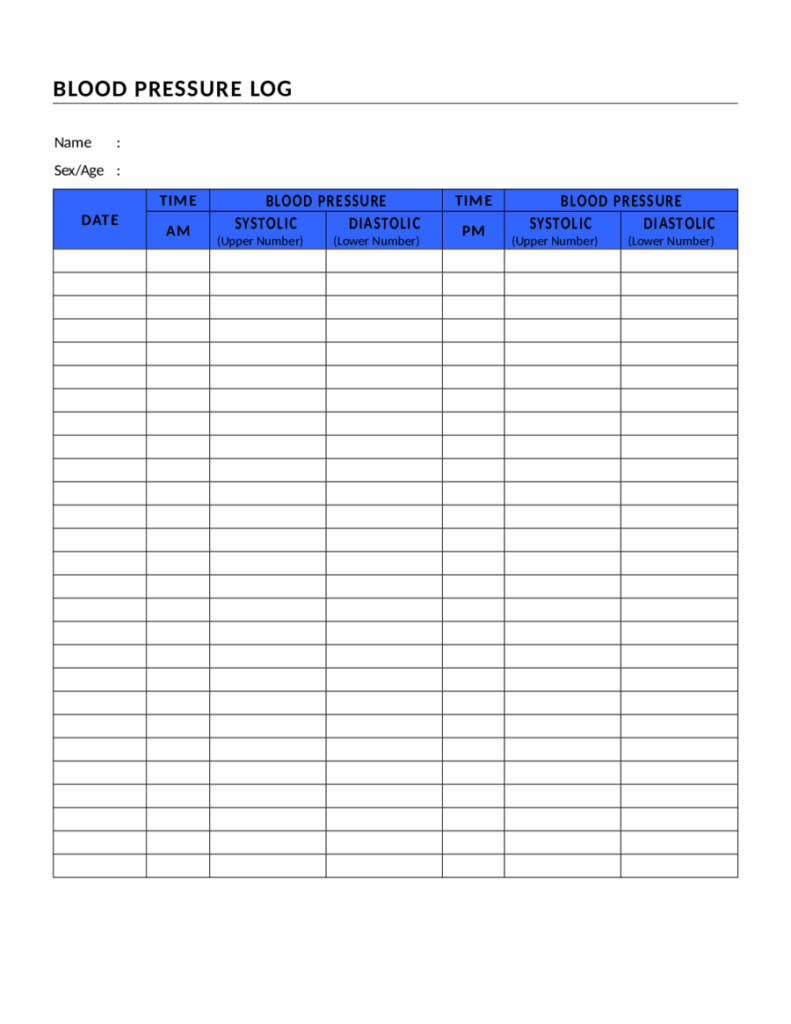 2025 Blood Pressure Log Chart Fillable Printable PDF Forms Handypdf