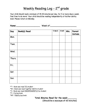 2nd Grade Reading Log Printable