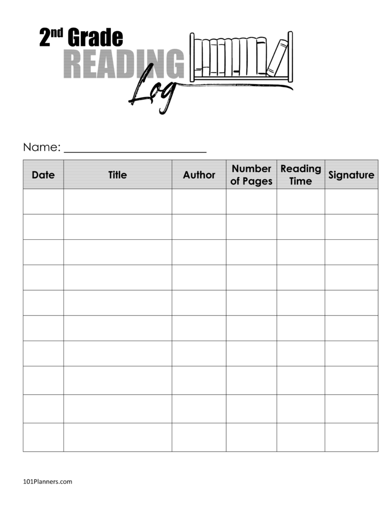2nd Grade Reading Log Printable