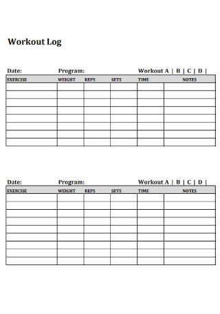 30 FREE Workout Log Samples To Download