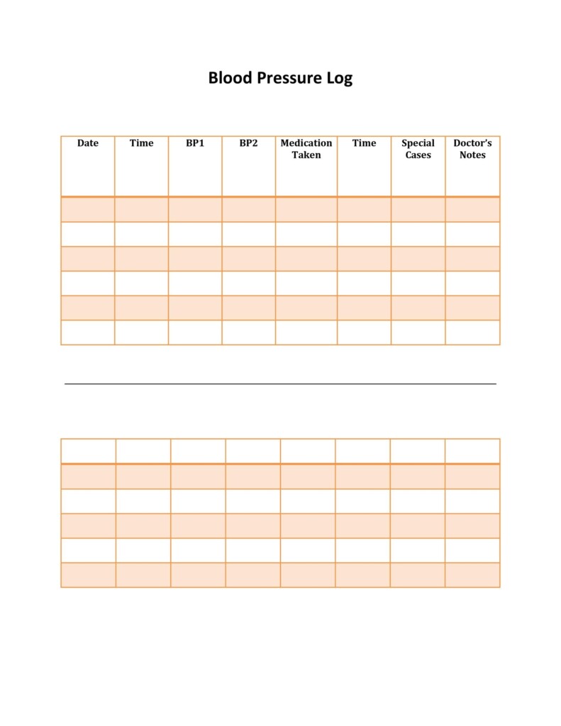 30 Printable Blood Pressure Log Templates Template Lab