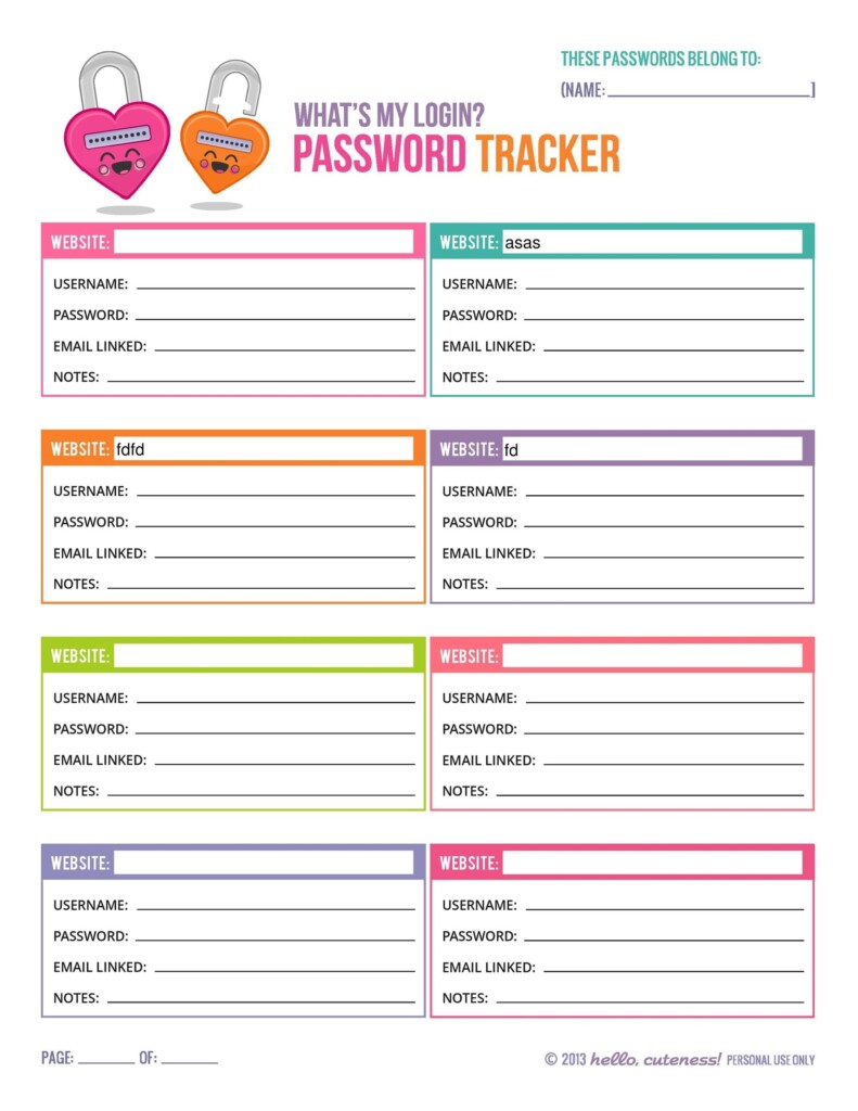 33 Best Password List Templates Word Excel PDF TemplateLab