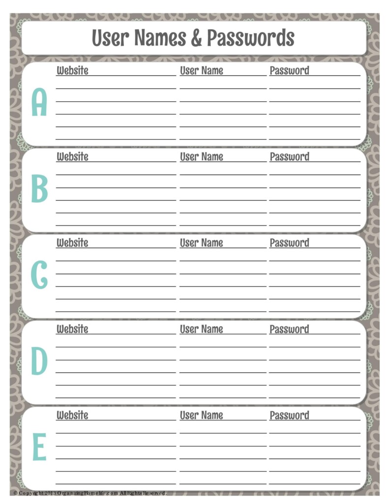 33 Best Password List Templates Word Excel PDF TemplateLab