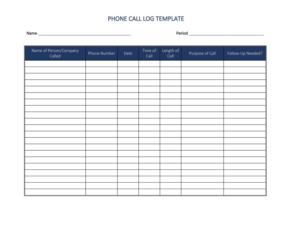 40 Printable Call Log Templates In Microsoft Word And Excel
