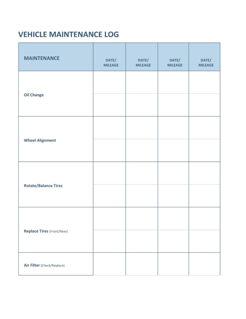 40 Printable Vehicle Maintenance Log Templates TemplateLab