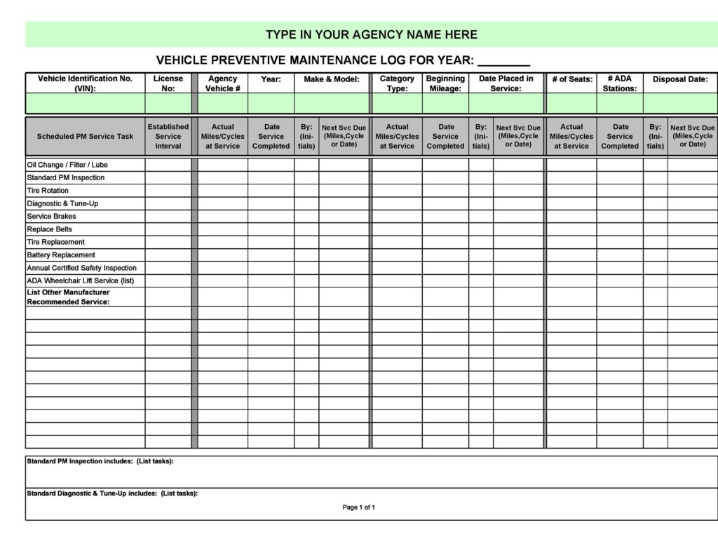 43 Printable Vehicle Maintenance Log Templates TemplateLab