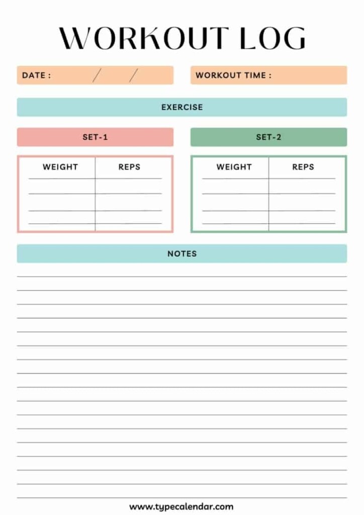 45 Free Printable Workout Log Templates PDF Word Excel 