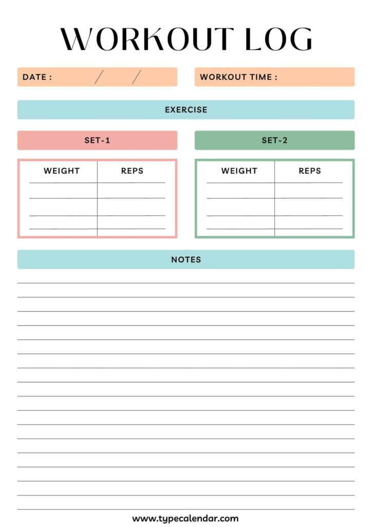 45 Free Printable Workout Log Templates PDF Word Excel 