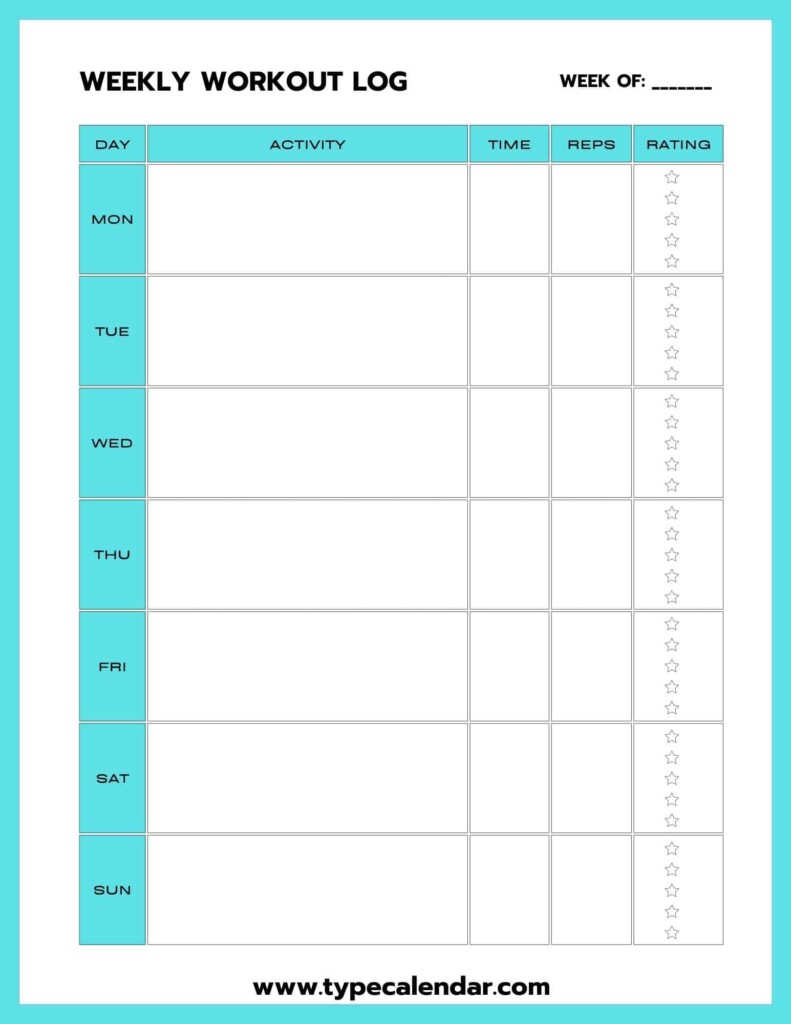 45 Free Printable Workout Log Templates PDF Word Excel 