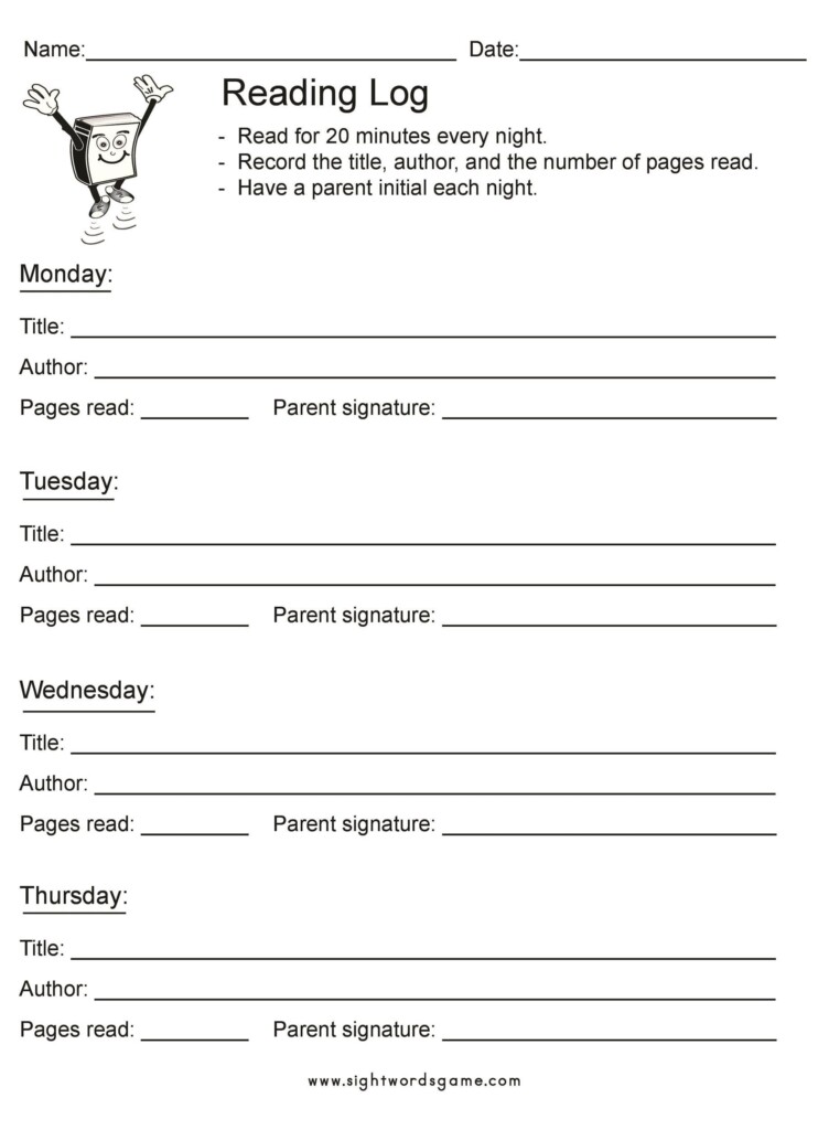 47 Printable Reading Log Templates For Kids Middle School Adults