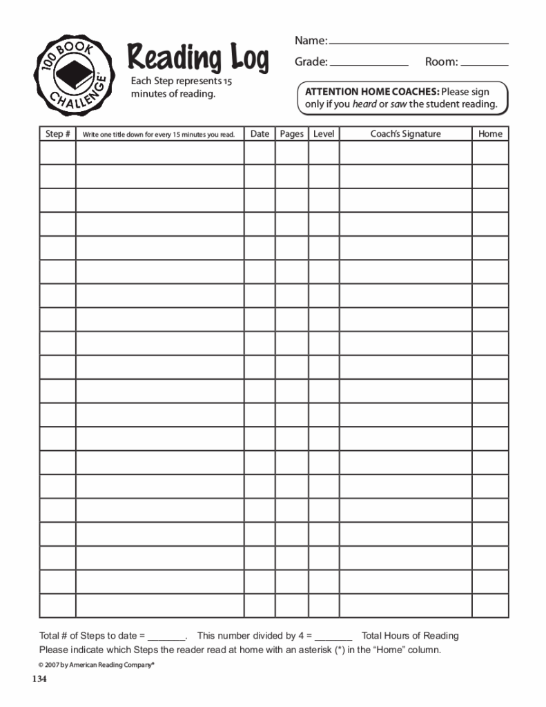 48 Printable Reading Log Examples To Download