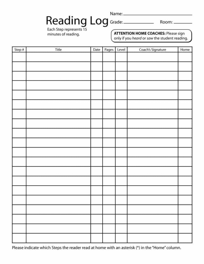 4Th Grade Reading Log Printable Printable Word Searches