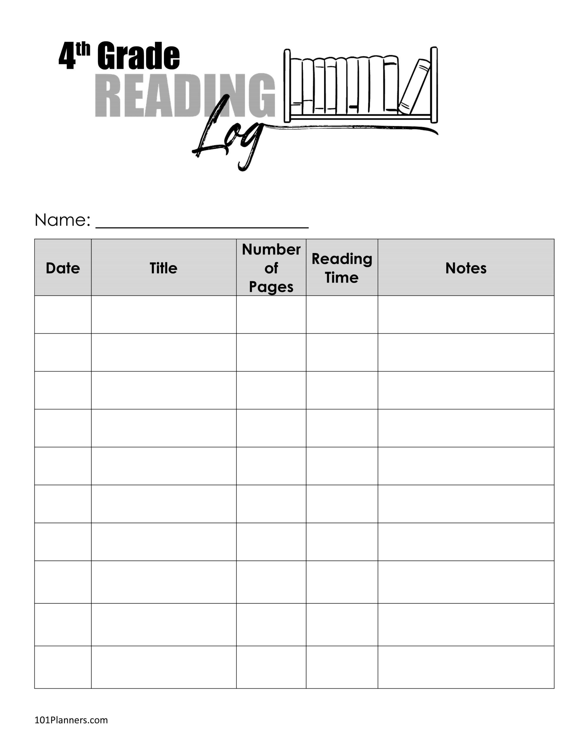 4Th Grade Reading Log Printable Printable Word Searches