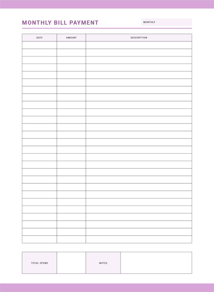 5 Best Monthly Bill Log Printable PDF For Free At Printablee