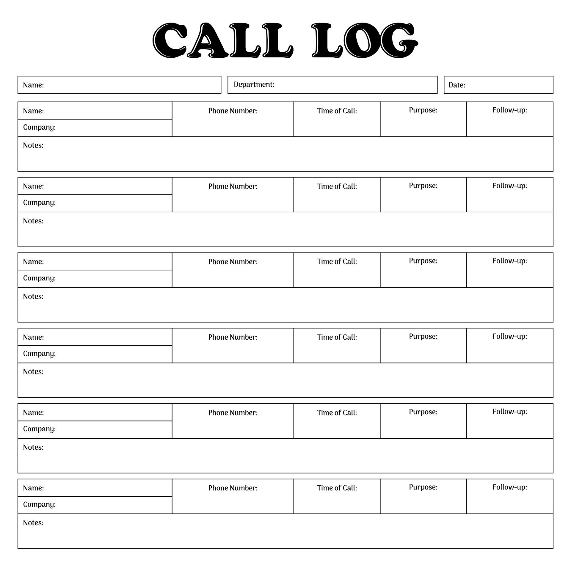 5 Best Printable Call Log Sheet PDF For Free At Printablee
