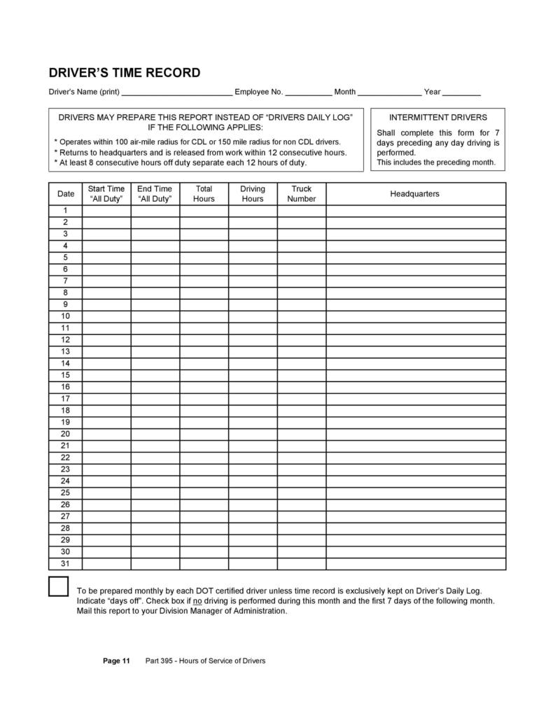 50 Printable Driver 39 s Daily Log Books Templates Examples 