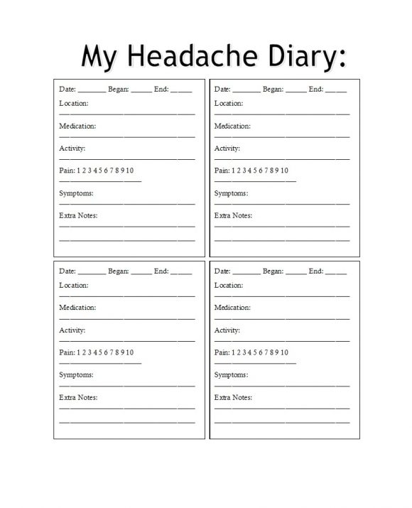 50 Printable Headache Diary Templates Word PDF PrintableTemplates
