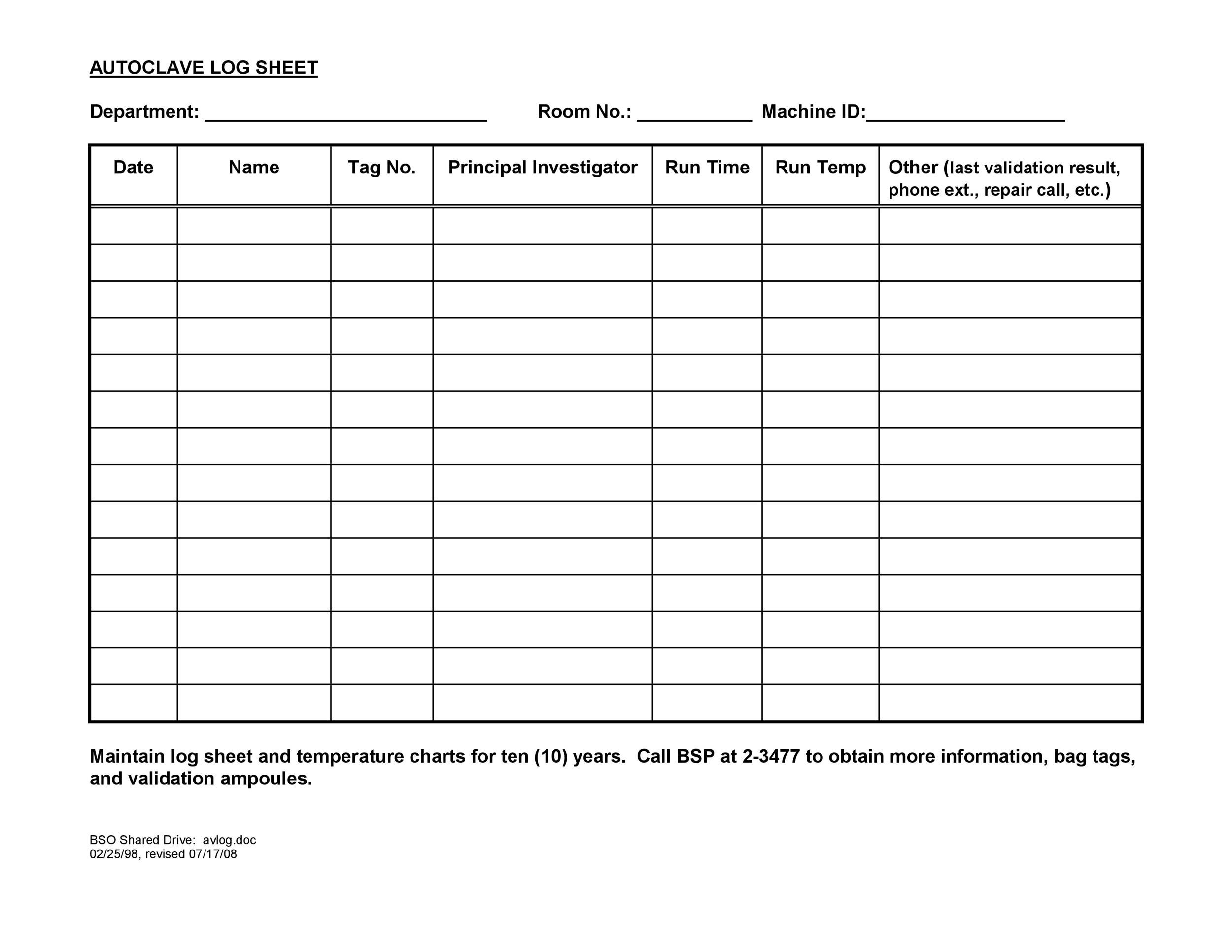50 Printable Log Sheet Templates Direct Download TemplateLab