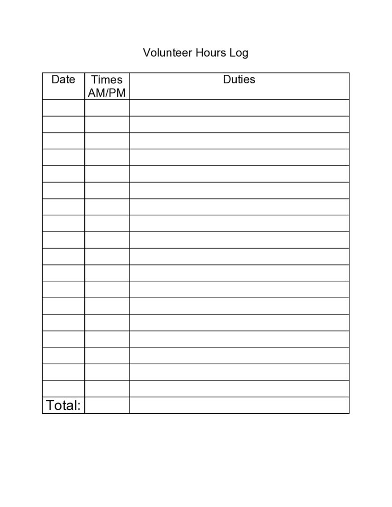 56 Blank Volunteer Hours Log Templates Excel Word 