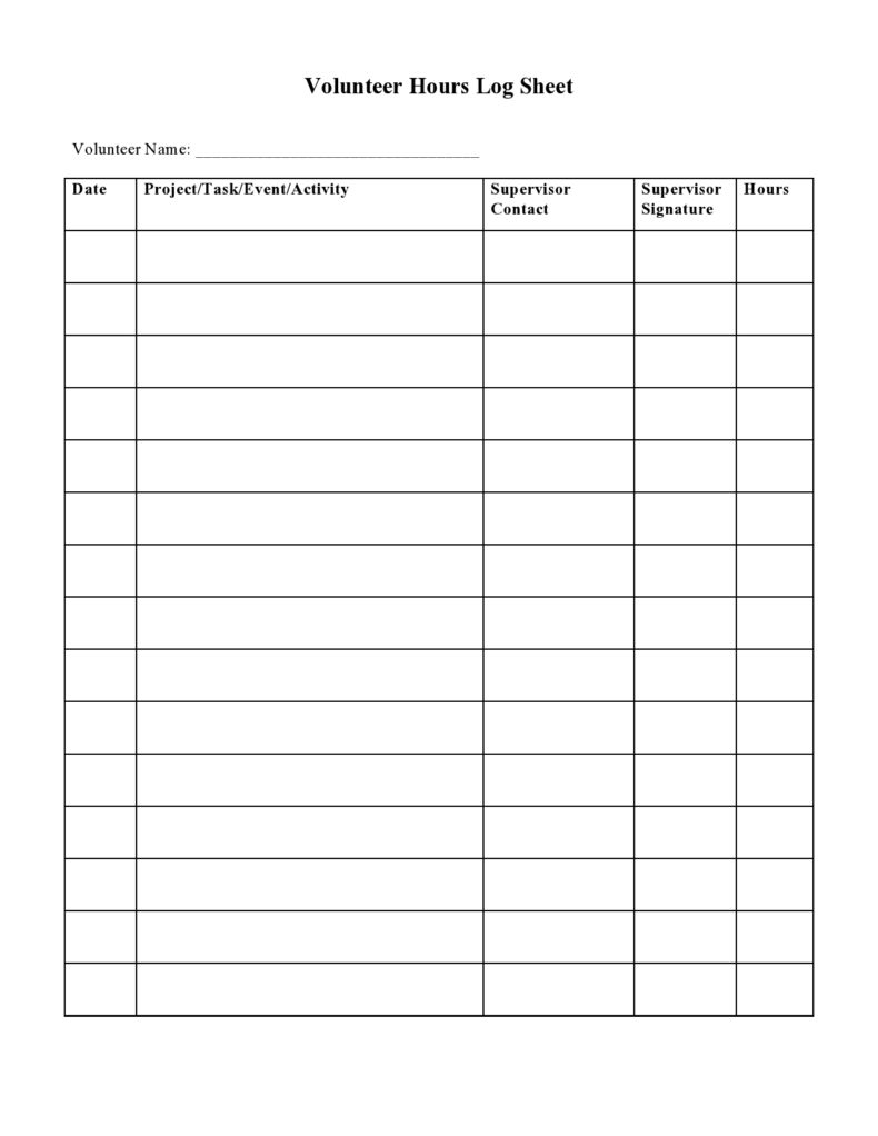 56 Blank Volunteer Hours Log Templates Excel Word