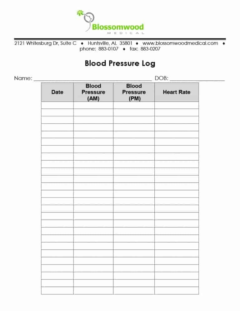 56 Daily Blood Pressure Log Templates Excel Word PDF 