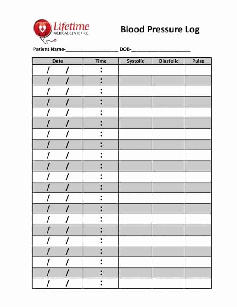 56 Daily Blood Pressure Log Templates Excel Word PDF 