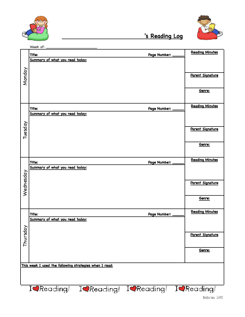 5th Grade Reading Log Template Download Printable PDF Templateroller