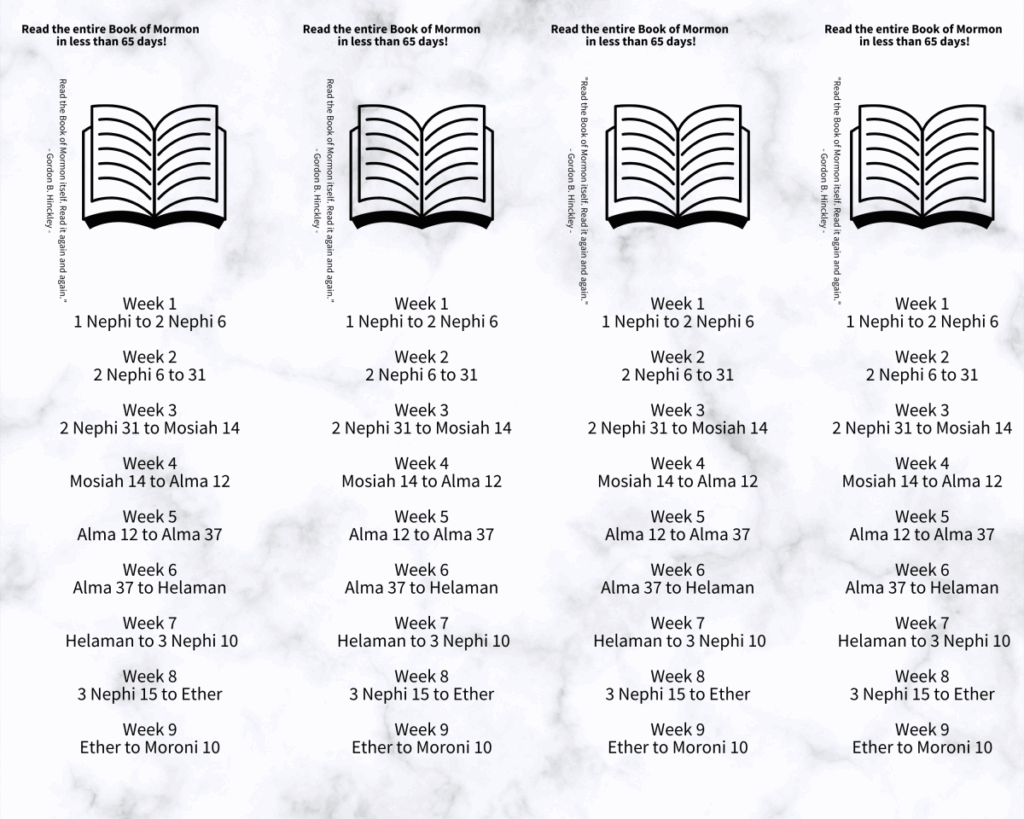 65 Day Book Of Mormon Reading Chart Free Printable Bookmarks Seeing 