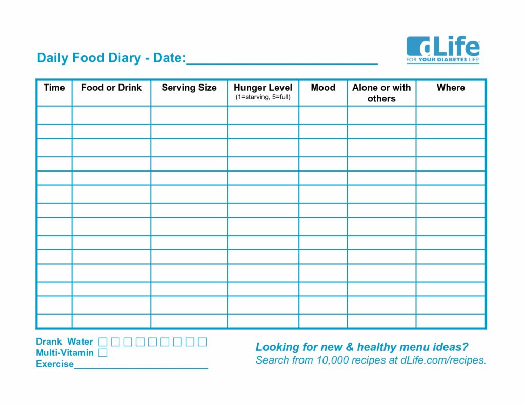 7 Best Images Of Free Printable Daily Food Log Daily Food Tracker 