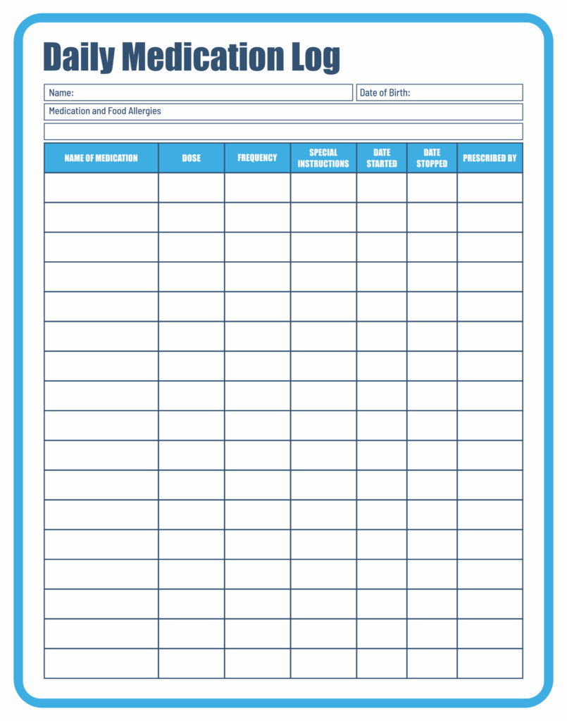 8 Best Images Of Printable Medication Sheet Printable Medication Log 