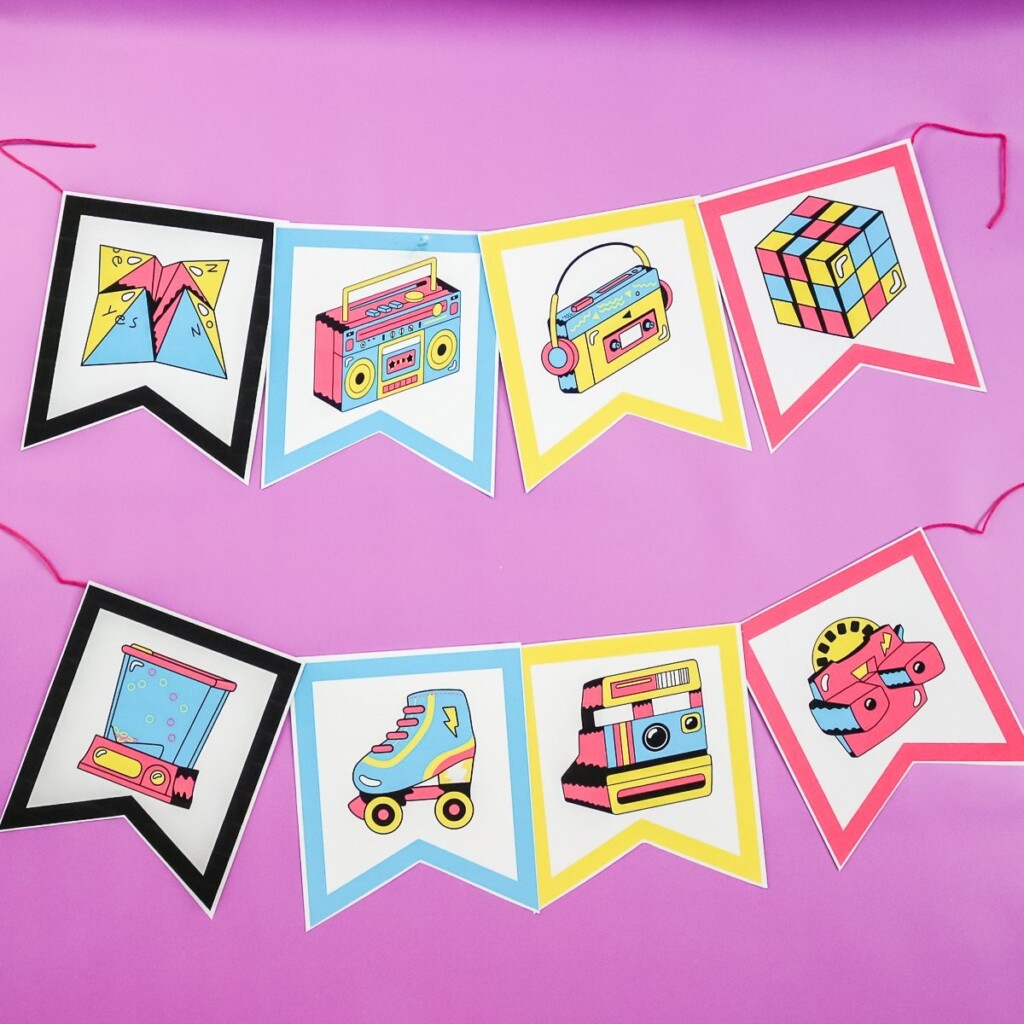 80s Party Decorations Free Printable Banner And More Angie Holden 