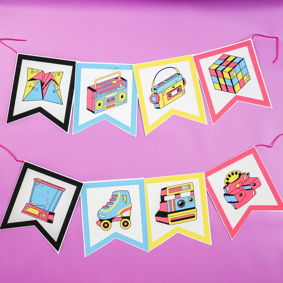 80s Party Decorations Free Printable Banner And More Angie Holden