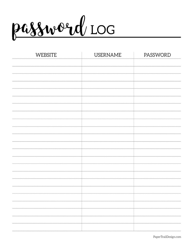 A Printable Log With The Words 39 password Log 39 in Black And White
