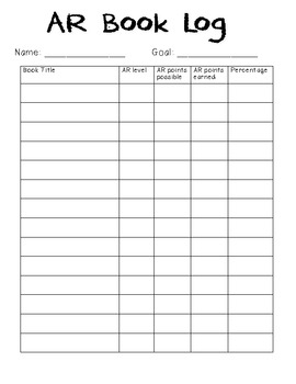 Accelerated Reader Book Log By Kristen Brooks Dankovich TpT