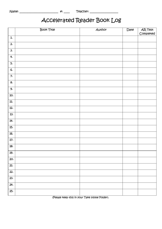 Accelerated Reader Book Log Printable Pdf Download