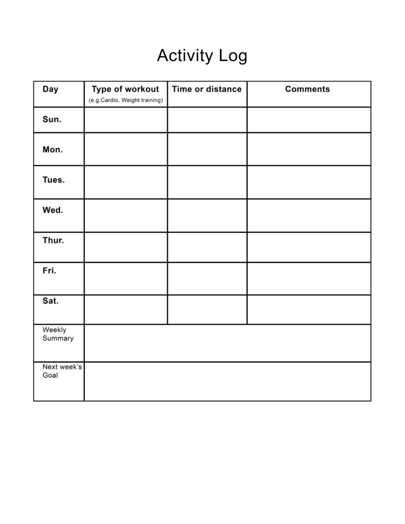 Activity Log Template