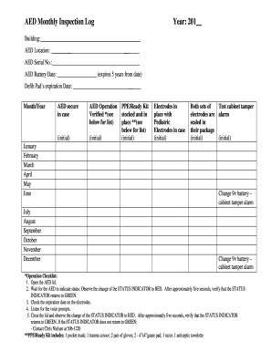 AED Monthly Inspection Log Fill And Sign Printable Template Online