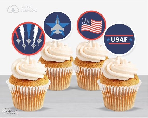 Air Force Cupcake Toppers Printable Air Force Decor Air Force