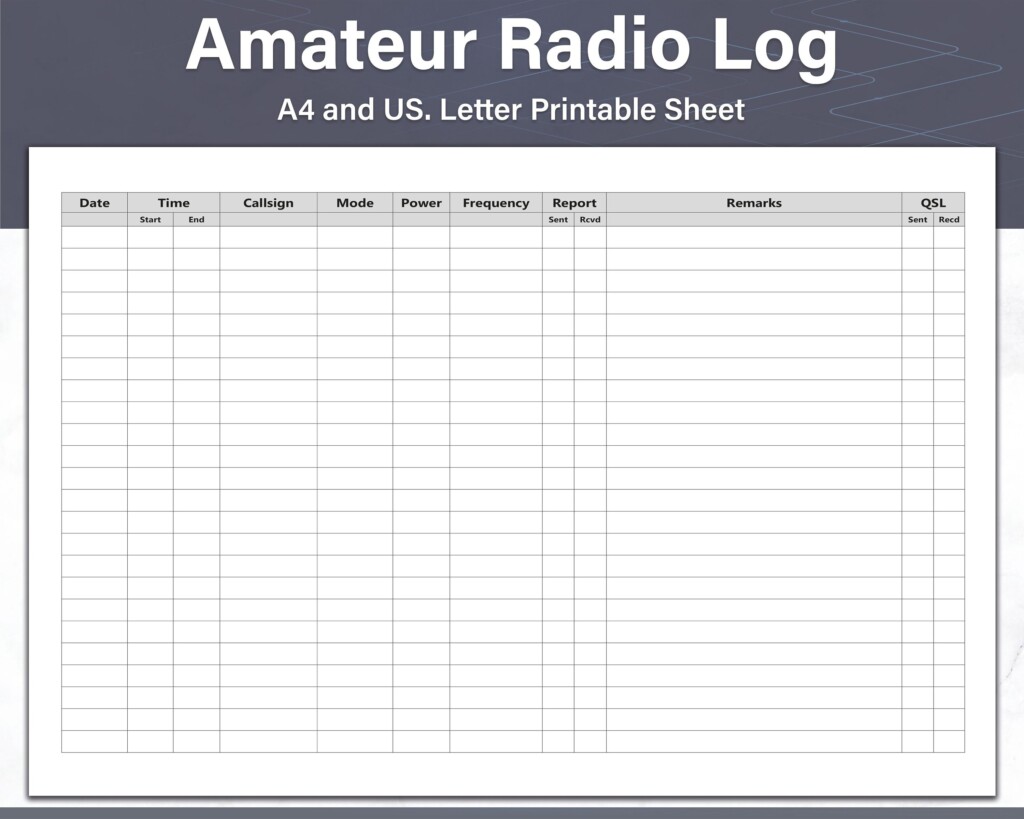 Amateur Radio Log Sheets Printable Ham Radio Log Ideal For Etsy