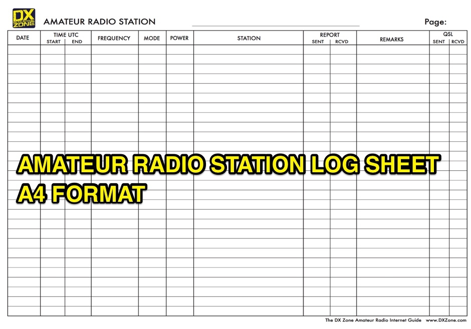 Amateur Radio Station Log Sheet In A4 Format The DXZone