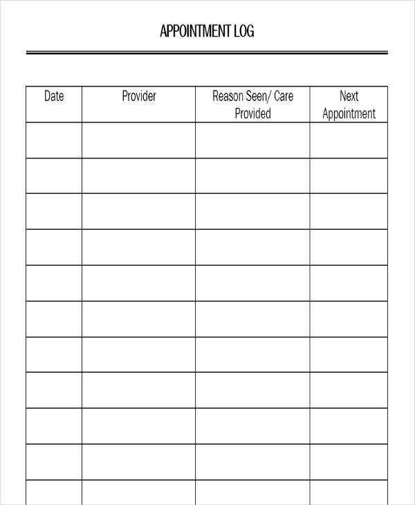 Appointment Log Template