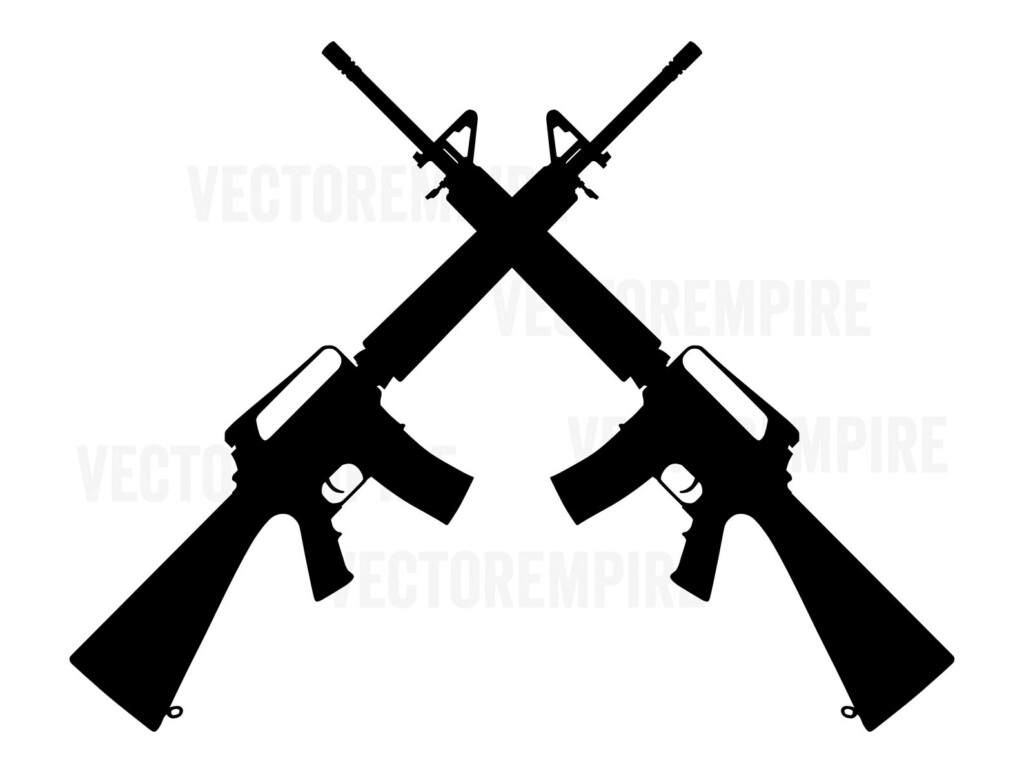 AR 15 Crossed SVG M 16 SVG M 4 Svg Gun Vector Gun Cricut File 