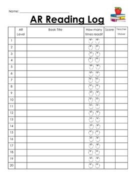 AR Reading Log By Kristina Depew Teachers Pay Teachers
